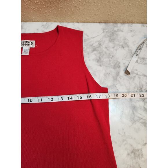 Chico's Design Womens Red Solid Stretch Round Neck Knit Tank Top Blouse‎ XL - Picture 4 of 5
